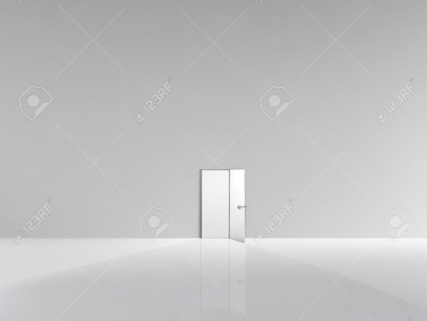 Enkele deur in pure witte ruimte emaits licht