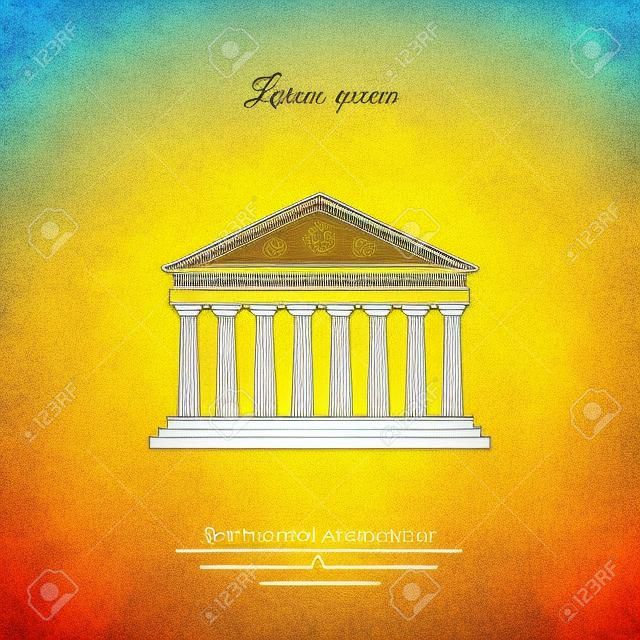 Parthenon in Athen Farbvektorsymbol, Zeichen, Symbol
