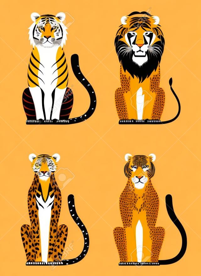 Vector illustration d'un guépard tigre lion et la panthère