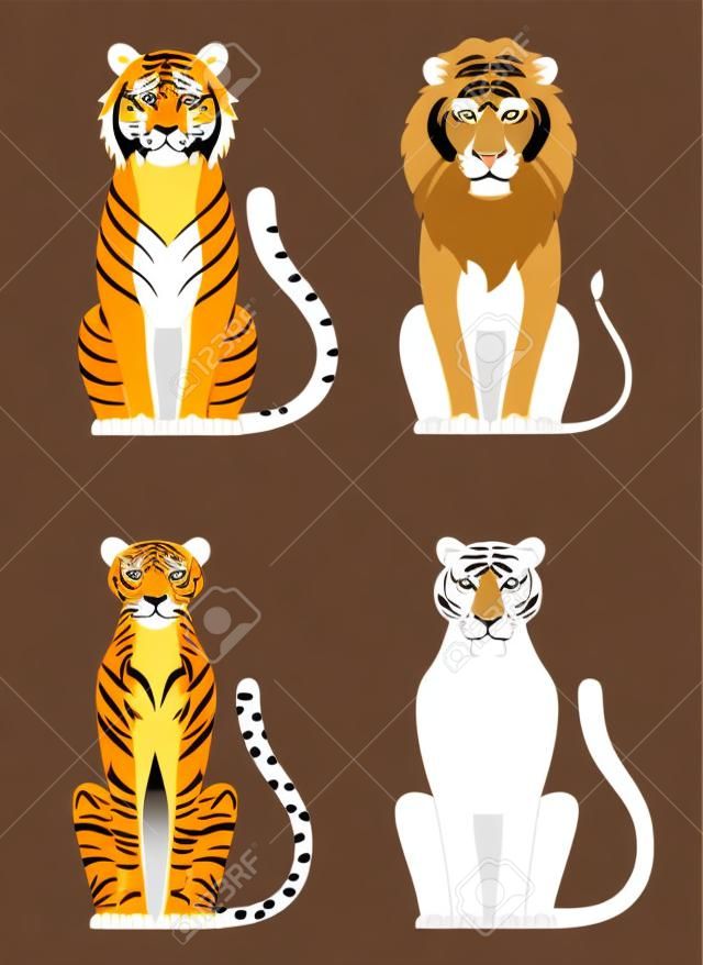 Vector illustration d'un guépard tigre lion et la panthère