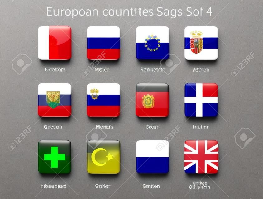 boutons avec drapeaux des pays européens a fixé au 4