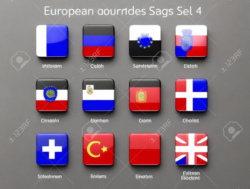 buttons with European countries flags set 4