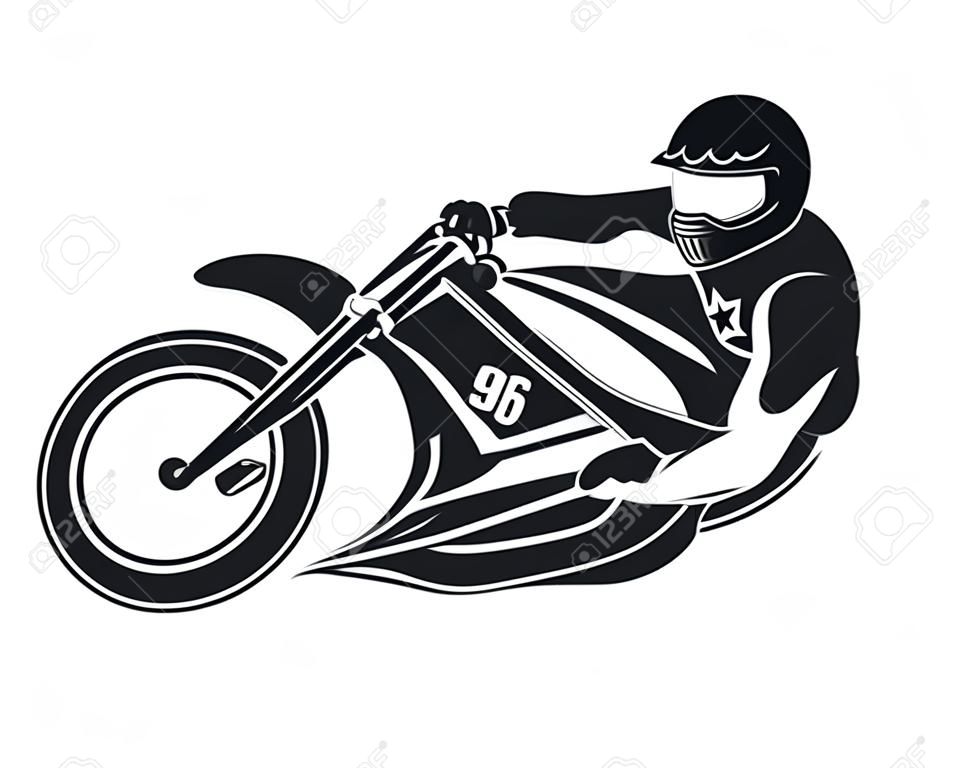 Speedway-Motorrad-Vektorillustration. Fahrrad-Illustration. Abstrakter Biker. Moto-Cross