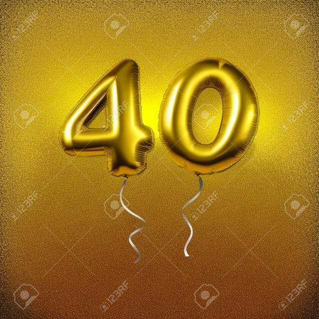 40 años. Globos de oro número 40th aniversario, feliz cumpleaños