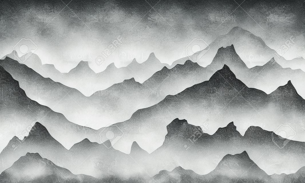 mountains illustration background View of grey - vector art