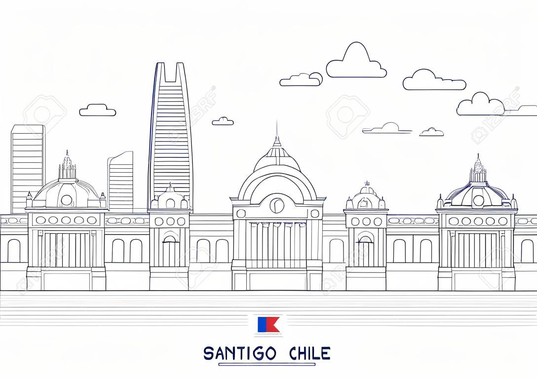 Santiago De Chile Linear City Skyline, Chile