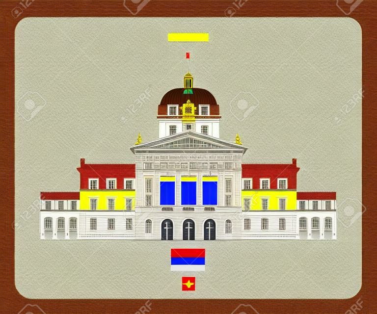 Pałac federalny w bernie, szwajcaria. symbole architektoniczne europejskich miast. kolorowy wektor