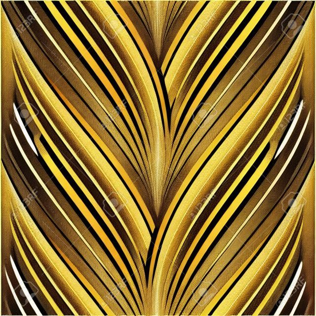 Gold glittering abstract waves pattern. Seamless texture with gold background