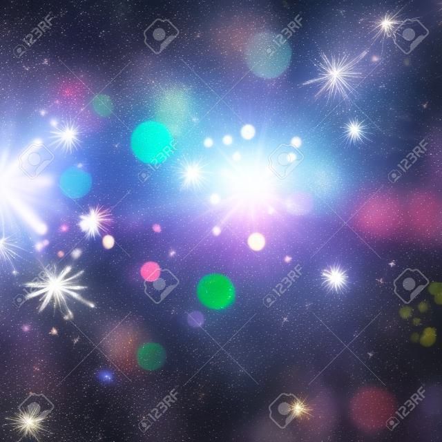 Brilho desfocado estrela faíscas no fundo bokeh