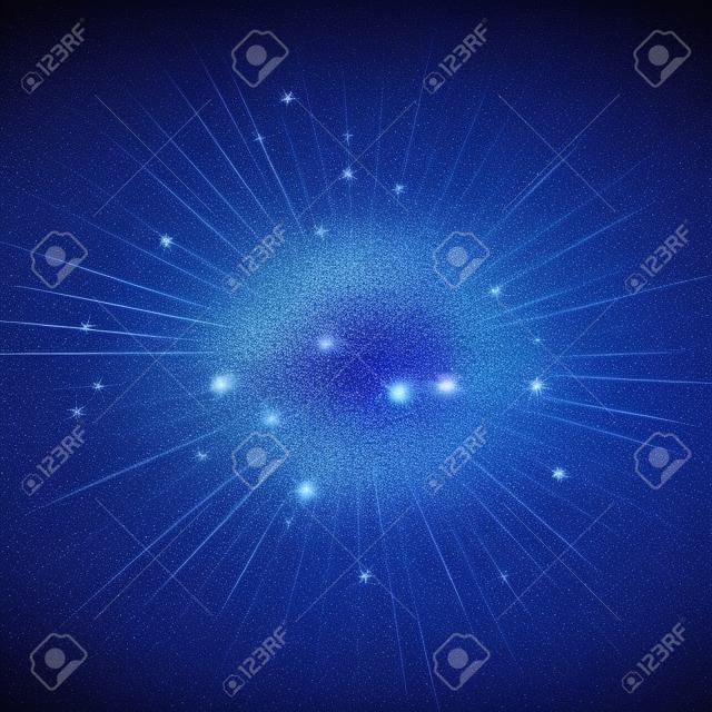 Efeito de fundo de partículas de glitter azul. Textura cintilante. Brilho de poeira de estrela em explosão no fundo preto.