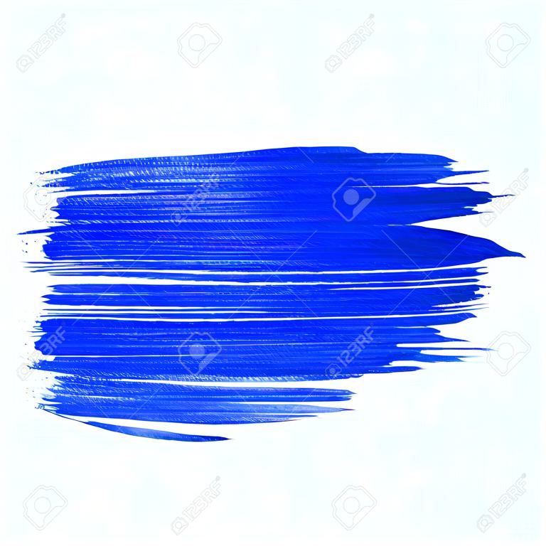 Deep blue watercolor brush stroke. Abstract shape. Vector oil paint smear line on transparent background