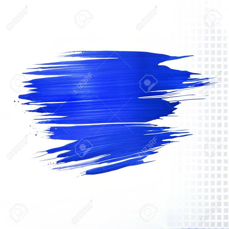 Deep blue watercolor brush stroke. Abstract shape. Vector oil paint smear line on transparent background