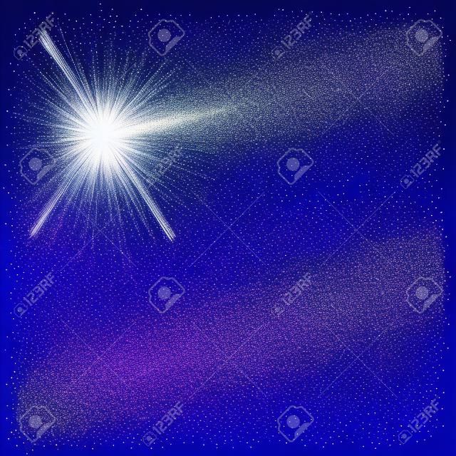Wektor diament brokat rozpryski. Gwiezdne cząstki światła mieni ślad fali. Twinkling iskry światła ogon. Przezroczyste tło.