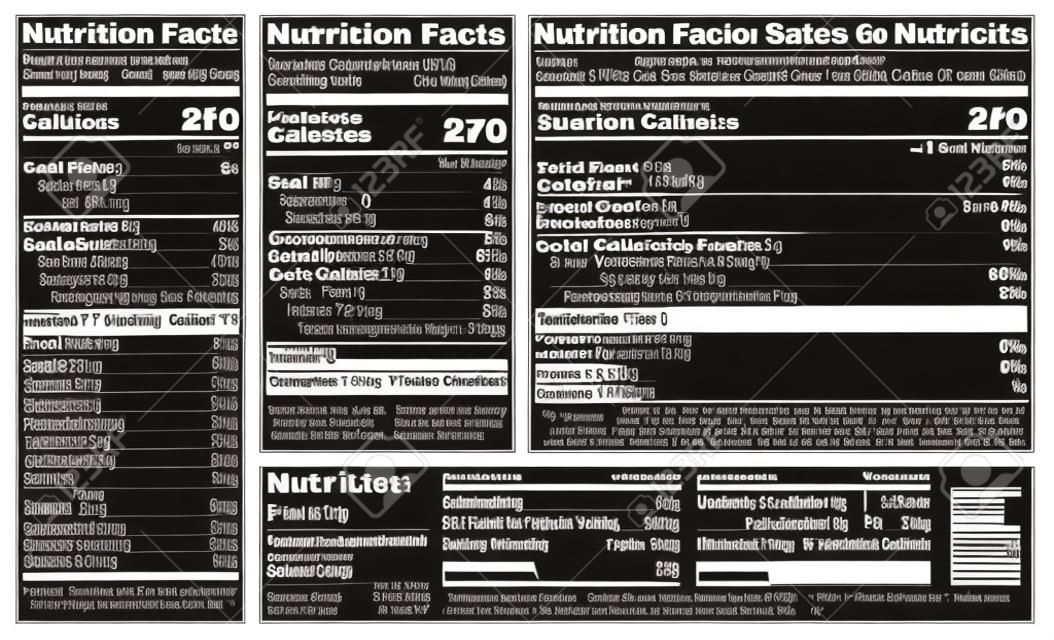 Nutrition Facts Label design template for food content. Vector serving, fats and diet calories list for fitness healthy dietary supplement, protein sport nutrition facts American standard guideline.