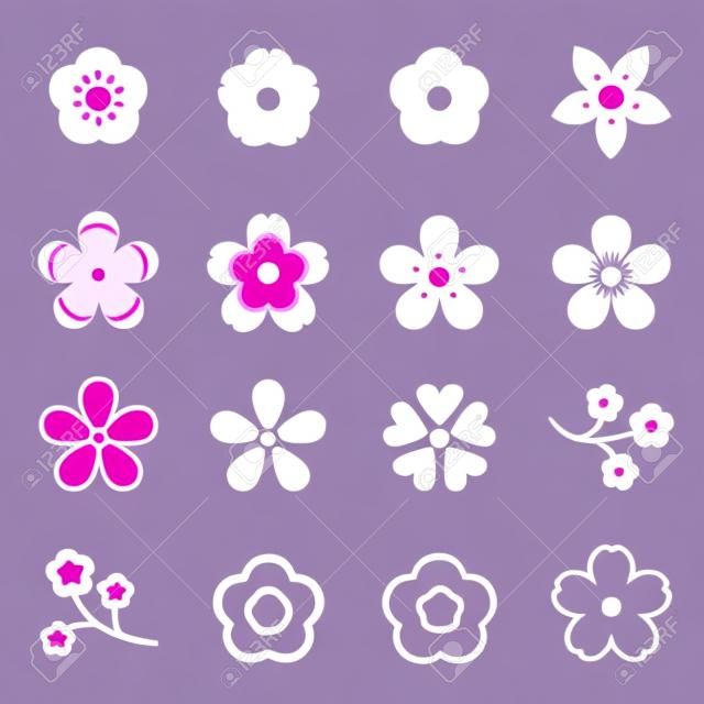 Sakura flowers icon set , cherry blossom icon