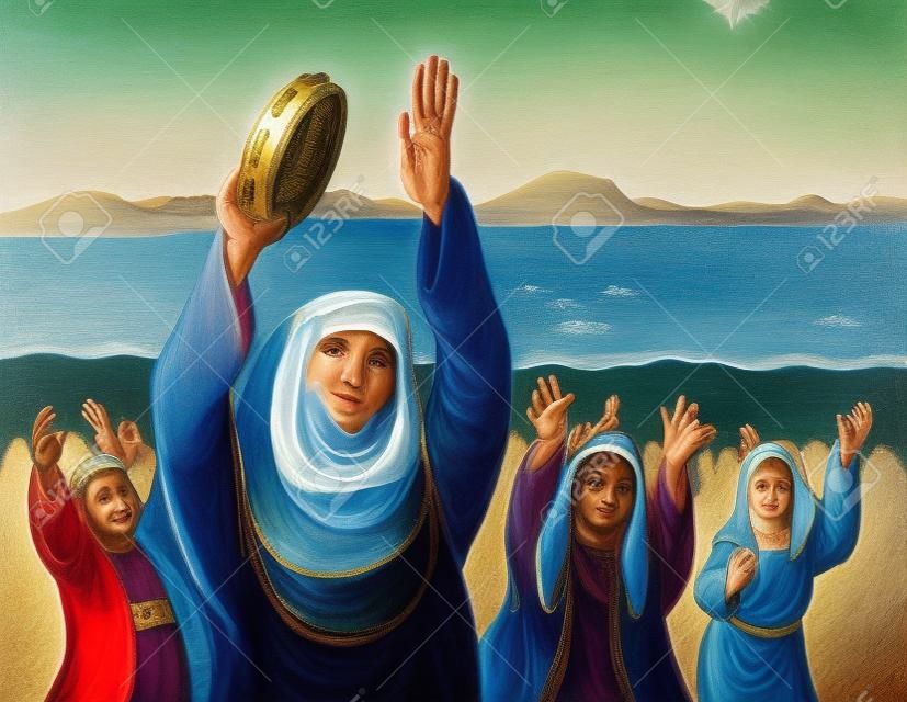 Miriam praises God after crossing the sea