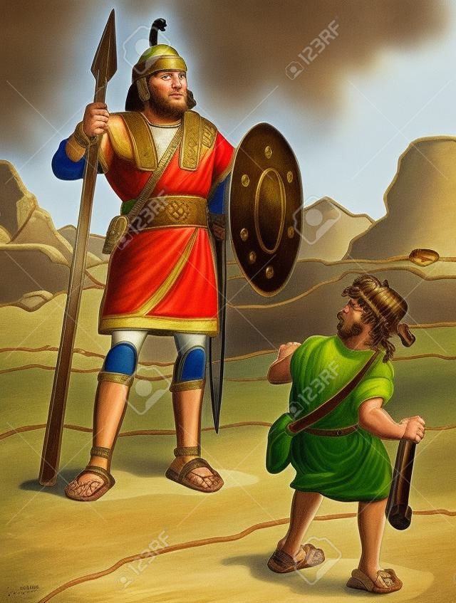 Cartone animato di Davide e Golialia
