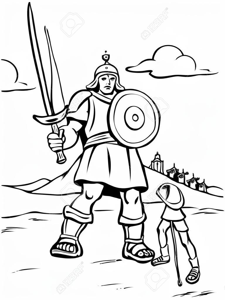 Coloring Page of David and Goliath