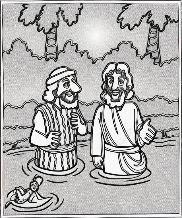 Coloring Page Jesus and John the Baptist