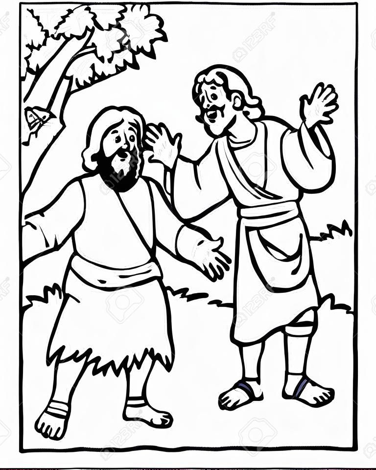 Coloring Page of Jesus and Blind Man