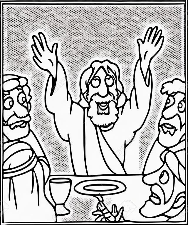 Coloriage Jésus priant avant le repas