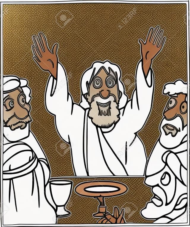 Coloriage Jésus priant avant le repas