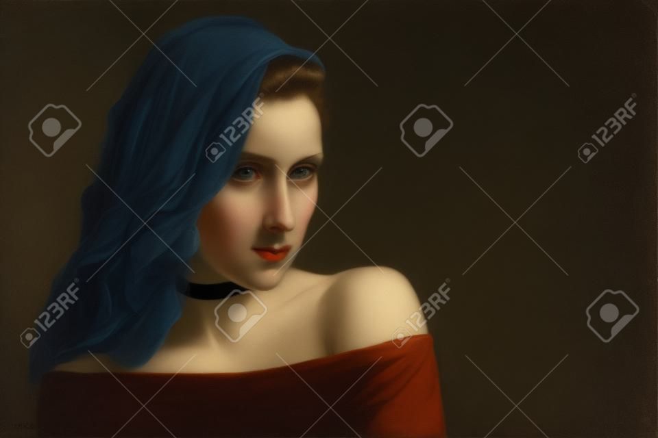 Красота. Портрет молодой женщины с колье на темном фоне