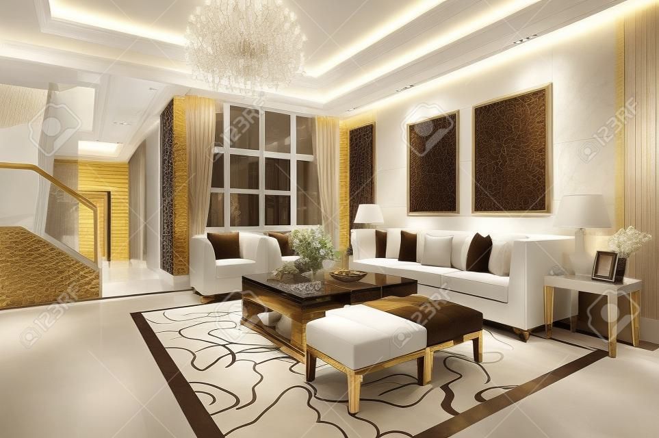 Luxus-Wohnzimmer mit schöner Dekoration
