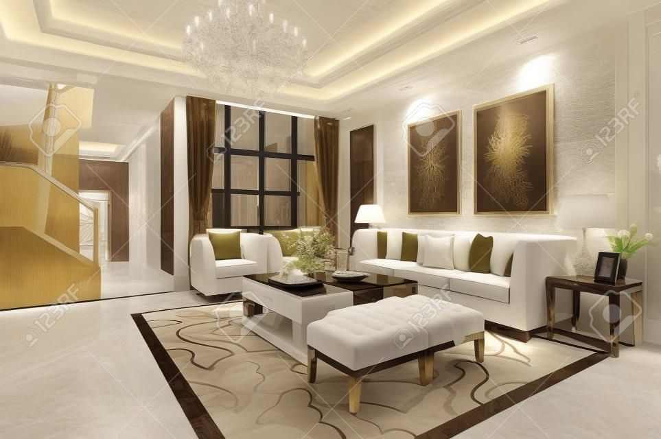 Luxus-Wohnzimmer mit schöner Dekoration