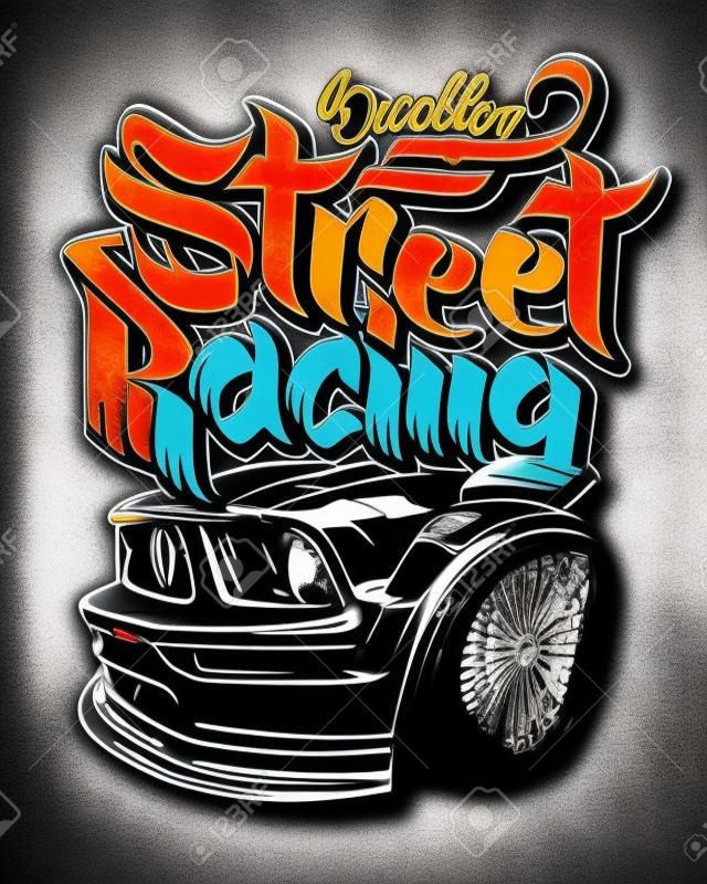 Racing car typography, t-shirt graphics lettering