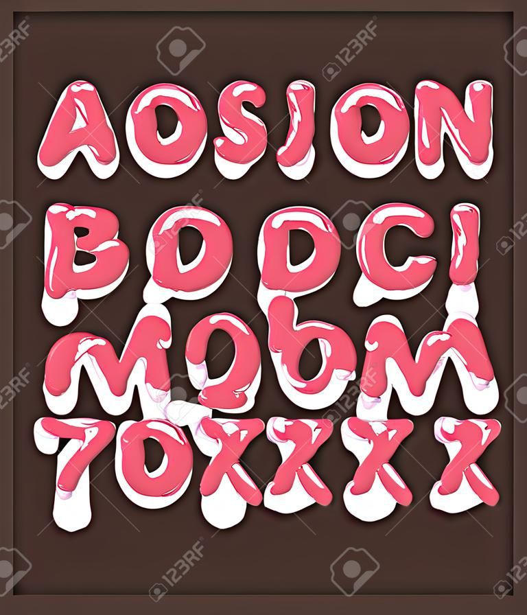 Ice cream font. Cold sweet alphabet. dessert lettering.