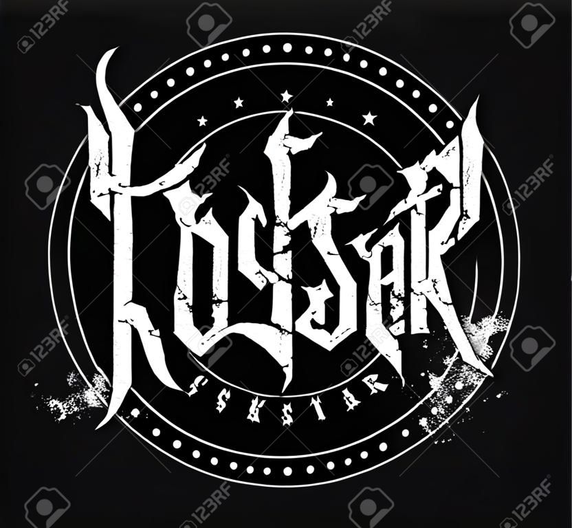 Impresión de letras de estilo gótico Rock Star con grunge