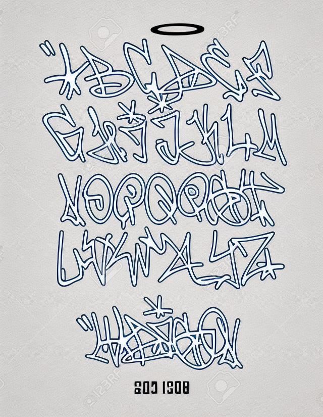 Street Graffiti Tag Font, handwritten Typography vector illustration.