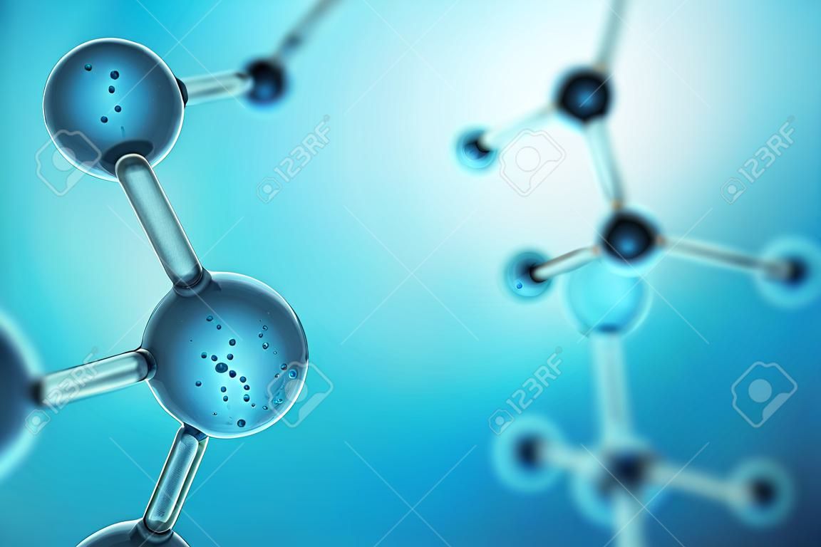 3D иллюстрации Атомная структура. Наука или медицинская сфера с молекулами и атомами. Медицинский фон для баннера или флаера. Структура на атомном уровне