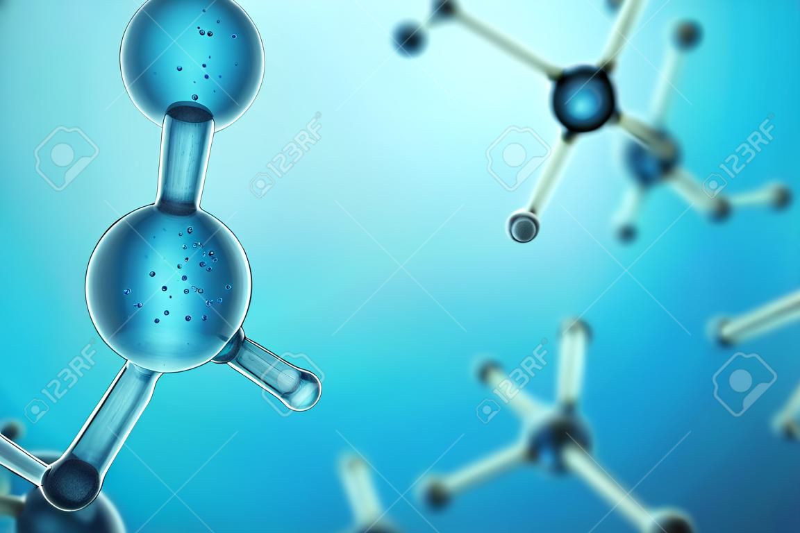 3D иллюстрации Атомная структура. Наука или медицинская сфера с молекулами и атомами. Медицинский фон для баннера или флаера. Структура на атомном уровне