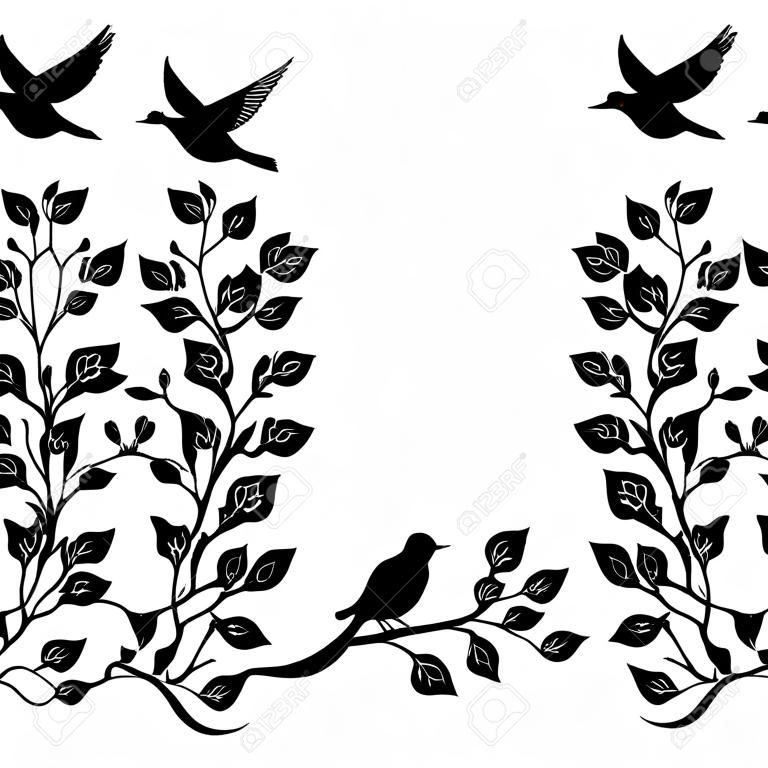 graphic element flourishes flowers and birds 3