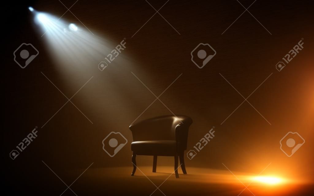 silla en el escenario bajo proyector