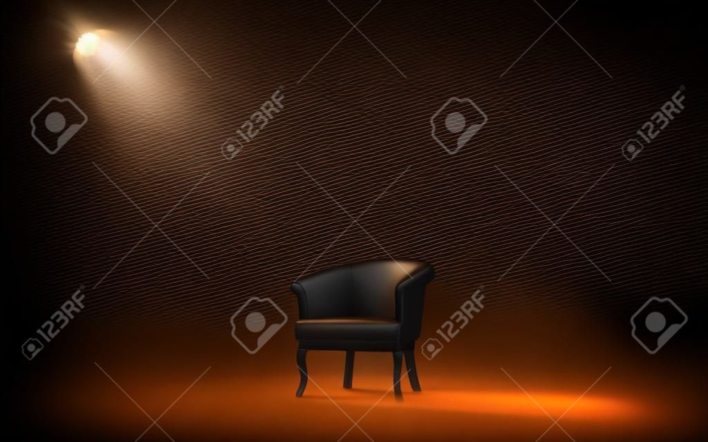 silla en el escenario bajo proyector
