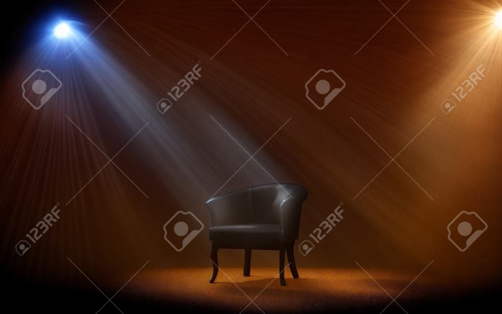 椅子上聚光燈下的舞台