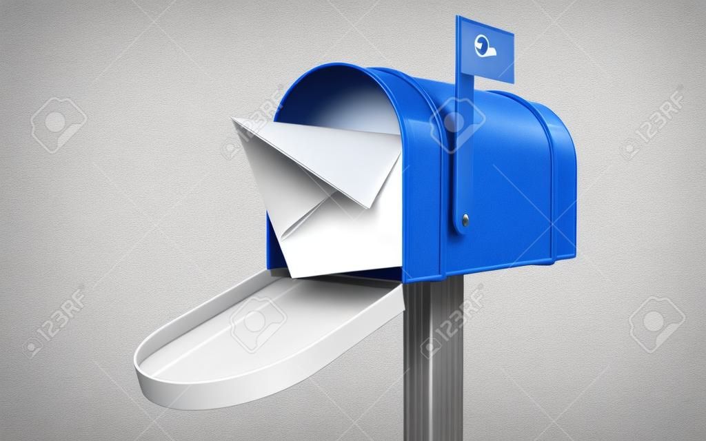 Caixa de correio com letra isolada no branco com caminho de recorte