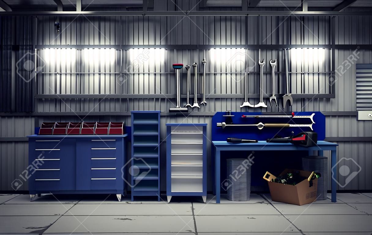 Garage Werkstatt mit Werkzeugen und Ausrüstung