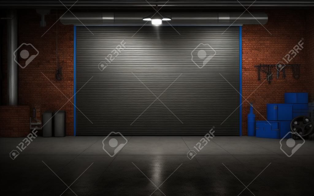 Lege auto reparatie garage achtergrond. 3d rendering