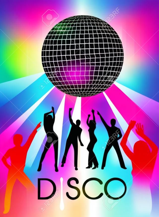 Disco party. Dancing people. Vector illustration