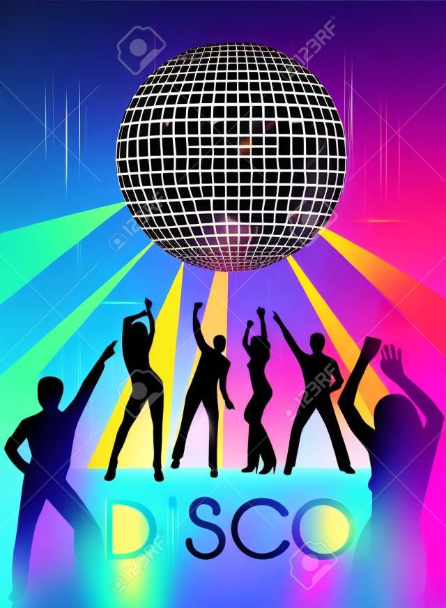 Disco-Party. Tanzende Menschen. Vektor-Illustration