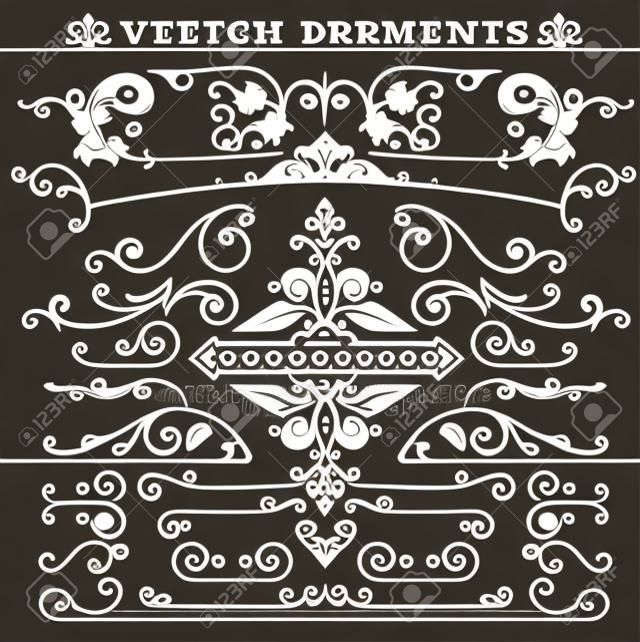 Vector. Vintage Ornaments Decorations Design Elements.  Vector stock