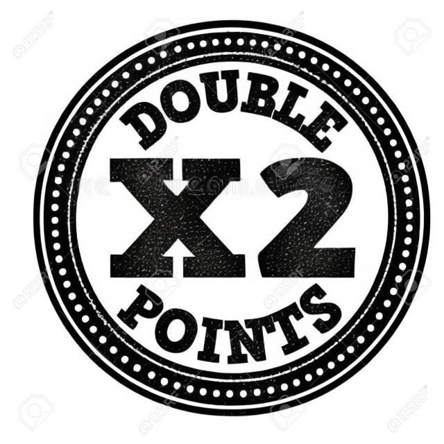 Nyerj x2 dupla pontot grunge bélyegzőt fehér háttér, vektoros illusztráció