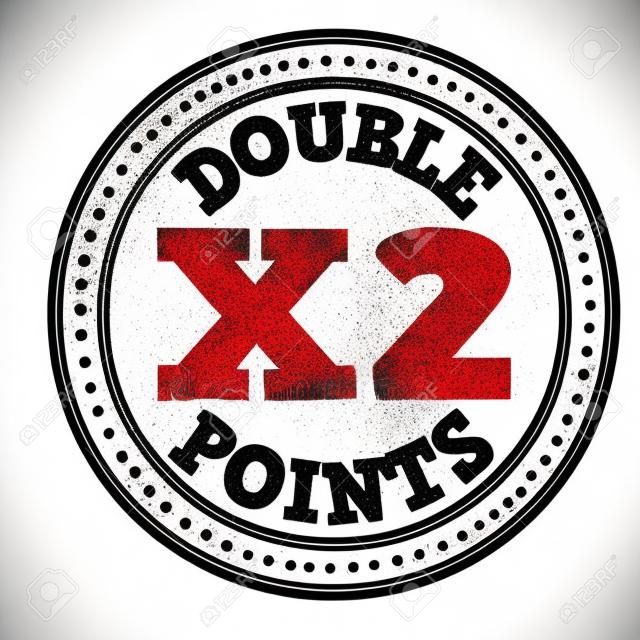Gagnez le double de points tampon en caoutchouc grunge x2 sur fond blanc, illustration vectorielle