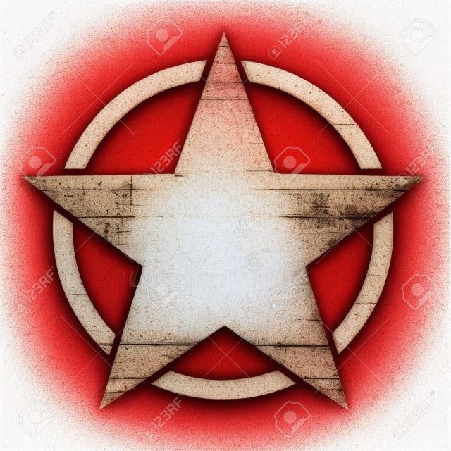 老式复古grunge红星在白色背景，矢量图上的圆