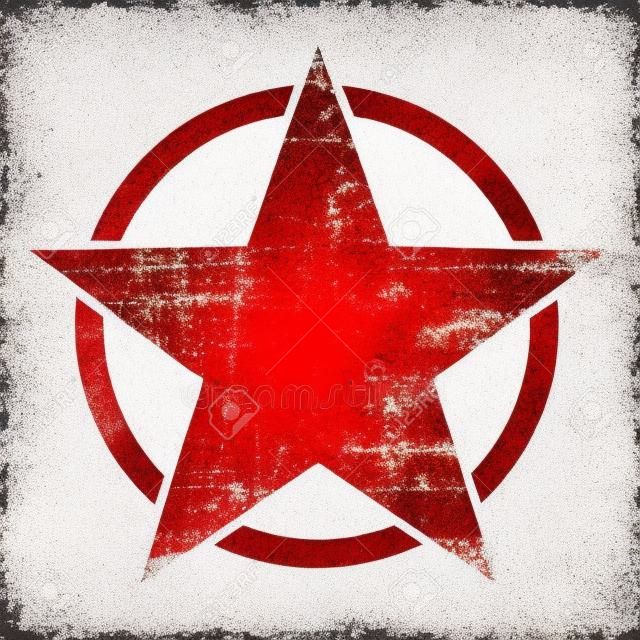 老式复古grunge红星在白色背景，矢量图上的圆