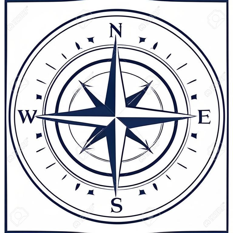 Kompas pictogram op witte achtergrond. Roos van Wind, vector illustratie